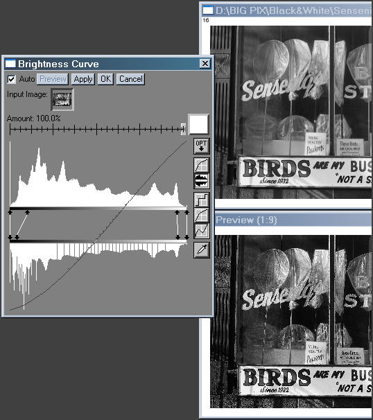 Brightness Curves transformation: increase contrast.